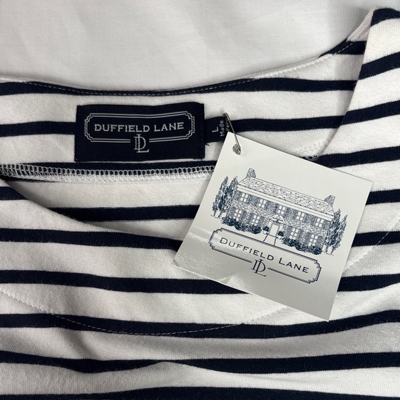 💙 Duffield Lane Striped Short sleeve Dress Women’s Large NWT Cotton Spandex 💙 - Picture 7 of 12